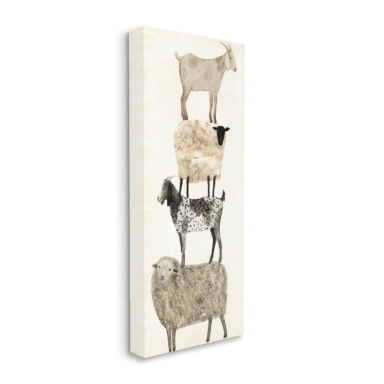 Stupell Industries Fun Stacked Sheep and Goats Farm Animals Canvas Wall Art